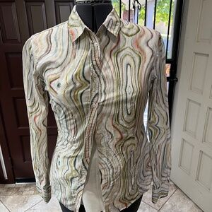 Paul Smith Women's Cut Swirl Shirt 55% Silk 45% Cotton approx US 6